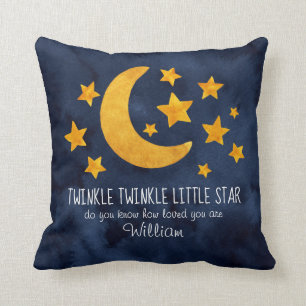 Personlig Twinkle Little Star Måne & Stars Kudde