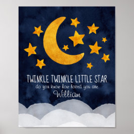 Personlig Twinkle Little Star Måne & Stars Poster