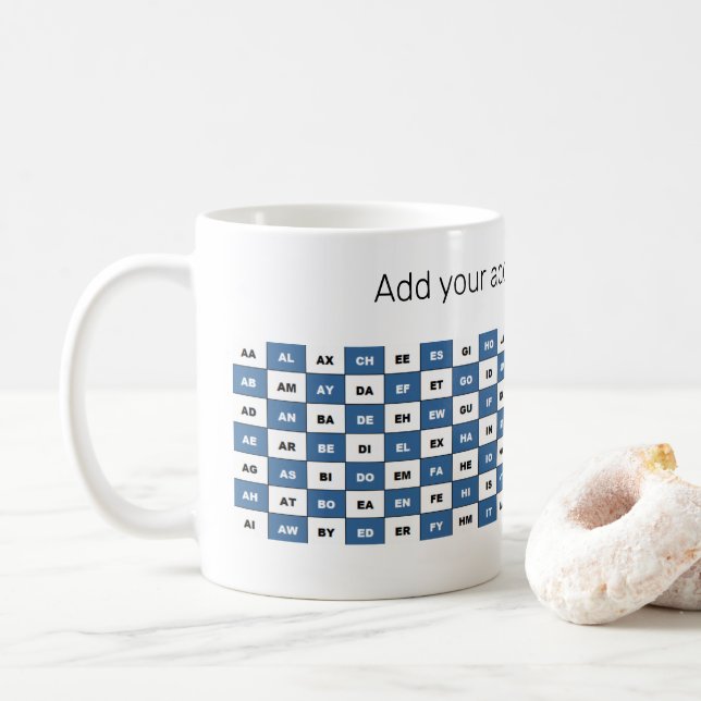 Personlig Two Brev Ord British Blue Kaffemugg (Med munk)