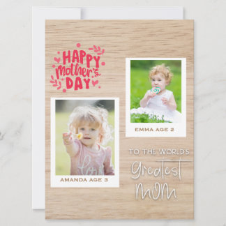 "Personlig Two-Photo Mamma Day Card" Julkort