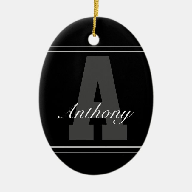 Personlig-typografi namn-dekoration julgransprydnad keramik (Framsidan)