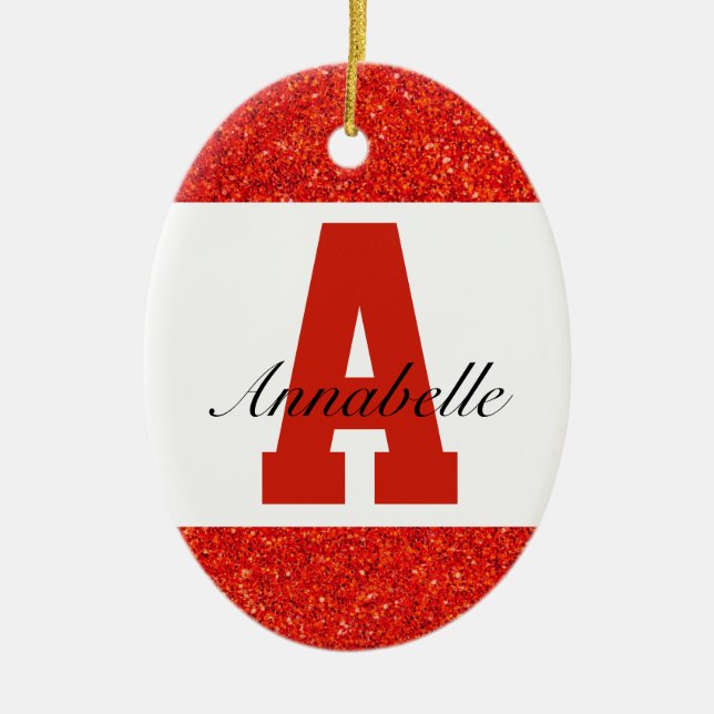 Personlig-typografi namn-dekoration julgransprydnad keramik (Framsidan)