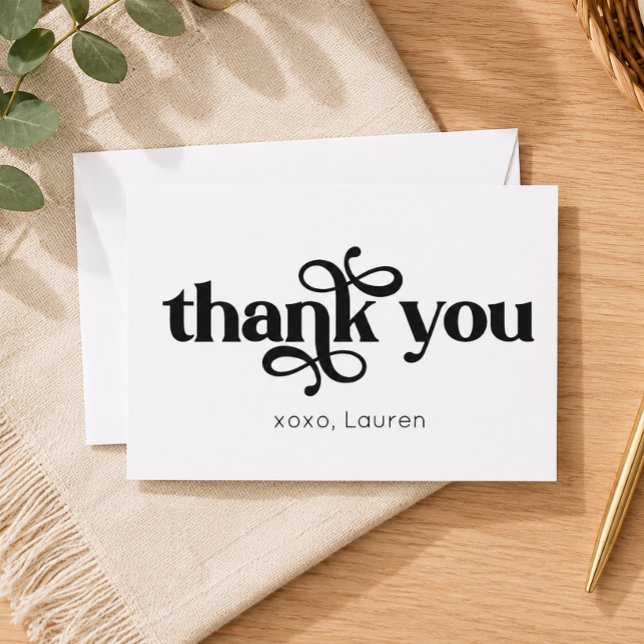 Personlig typografi Platt Tack Kort (Personalized Thank You Card)