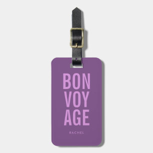 Personlig Typografisk blocktext Bon Voyage Bagagebricka