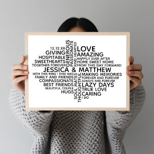 Personlig Typography Ord Cloud for Par Poster