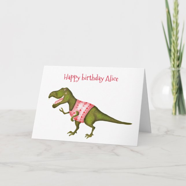 Personlig Tyrannosaurus rex-födelsedagskort Kort (Framsida)