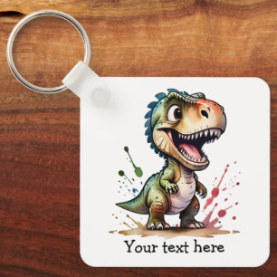 Personlig Tyrannosaurus Rex Vattenfärgssprut Nyckelring
