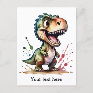 Personlig Tyrannosaurus Rex Vattenfärgssprut Vykort