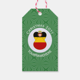 Personlig tysk ängel julflagga presentetikett