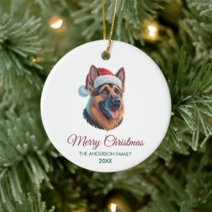 Personlig tysk schäferhund jul julgransprydnad keramik