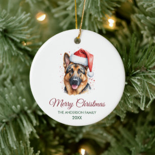 Personlig tysk schäferhund jul julgransprydnad keramik