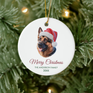 Personlig tysk schäferhund jul julgransprydnad keramik