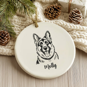 Personlig tysk schäferhund jul julgransprydnad keramik