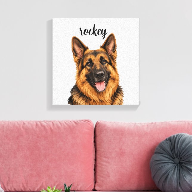 Personlig tysk schäferhundduktryck på canvas (Insitu (Vardagsrum))