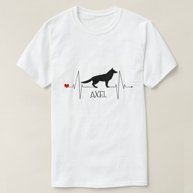 Personlig Tysk Shepherd Kärlek Hund Heart Beat Tee Shirt (Design framsida)