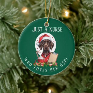 Personlig Tysk Shorthabled Pointer Nurse Chri Julgransprydnad Keramik