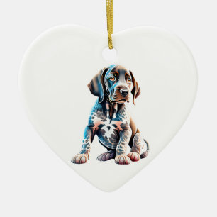 Personlig Tysk Shorthar Pointer Puppy Julgransprydnad Keramik