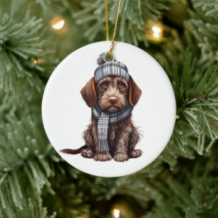 Personlig Tysk Wirehved-peinter-Hund Julgransprydnad Keramik