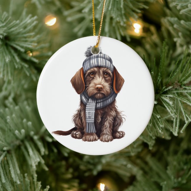 Personlig Tysk Wirehved-peinter-Hund Julgransprydnad Keramik (Träd)