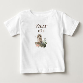 Personlig uggla 1-års födelsedag Baby T-Shirt