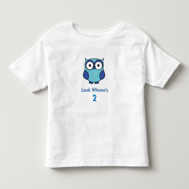 Personlig Uggla Birthday Blue T Shirt (Framsida)