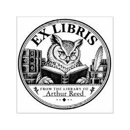 Personlig uggla Ex Libris bibliotek bokstämpel Självfärgande Stämpel
