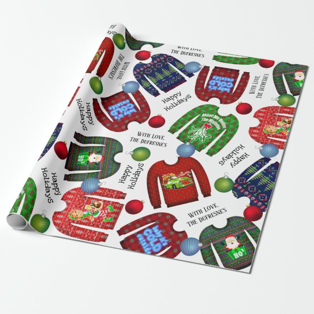 Personlig Ugly jul Sweater Presentpapper (Utrullad)