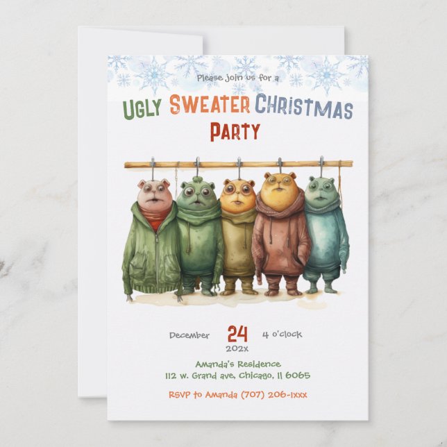 Personlig Ugly Sweater jul Party Inbjudningar (Framsida)
