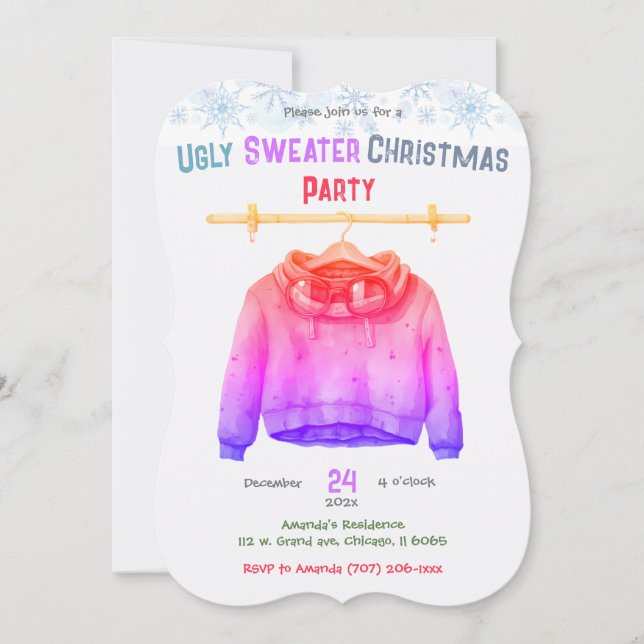 Personlig Ugly Sweater jul Party Inbjudningar (Framsida)