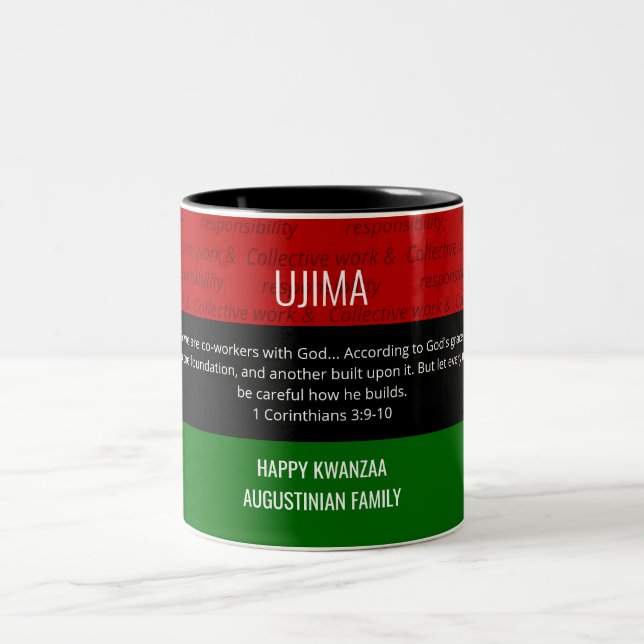 Personlig UJIMA Kwanzaa Två-Tonad Mugg (Center)