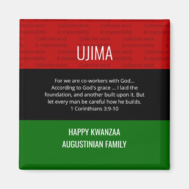 Personlig UJIMA Lycklig Kwanzaa  Magnet (Framsidan)