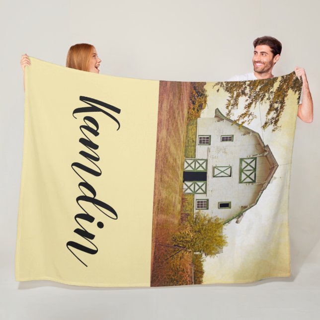 Personlig Ull Thrid Sunset Barn Land Rust Fleecefilt (På plats)