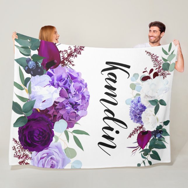 Personlig Ull Throw Lavender Hibiscus på W Fleecefilt (På plats)