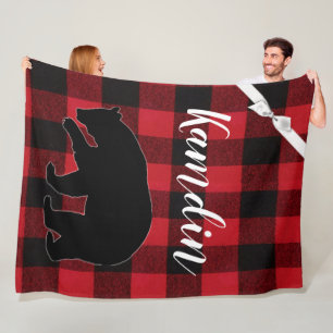 Personlig Ull Throw Red Buffalo Play Bear Fleecefilt