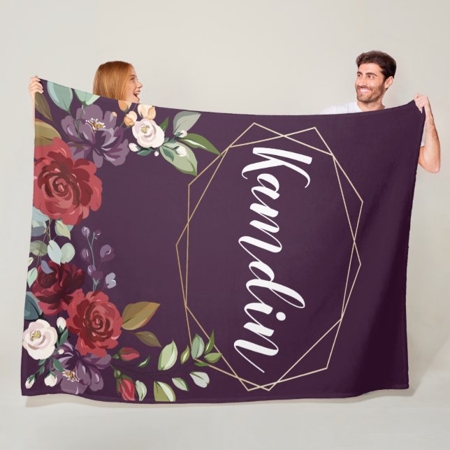 Personlig Ull Thunta Plum Lila Ro Guld G Fleecefilt (På plats)