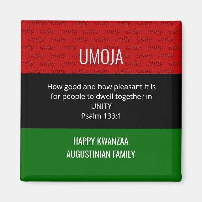 Personlig UMOJA Unity Lycklig Kwanzaa Magnet (Framsidan)