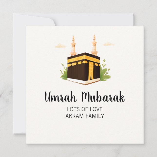 Personlig Umrah Hajj Mubarak Islamic Card Tack Kort (Framsida)