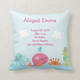 Personlig under Sea Rosa Whale Pillow Kudde