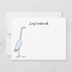 Personlig Underbar Blue Heron Boho Bird Artwork Anteckningskort