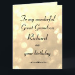 Personlig Underbar Grandson Birthday Kort<br><div class="desc">Snyggt personlig Birthday Greeting Card för Underbara morson.</div>