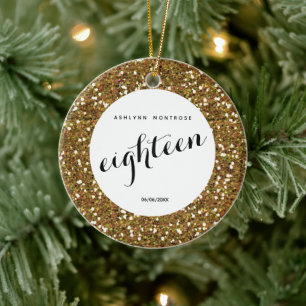 Personlig Underbart Guld Glitter arton Julgransprydnad Keramik