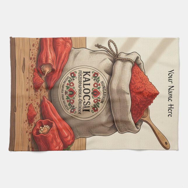 Personlig ungersk Kalocsai Paprika förkläde  Kökshandduk (Horisontell)