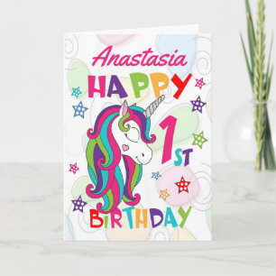 Personlig Unicorn 1:a födelsedagen Kort