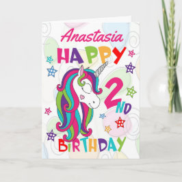 Personlig Unicorn 2:a födelsedagen Kort