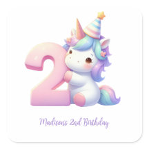 Personlig Unicorn 2nd Second Girls Birthday