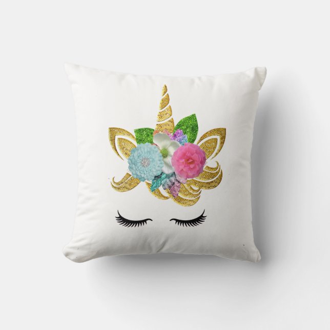 Personlig Unicorn Ansikte med Pony Kudde (Framsida)