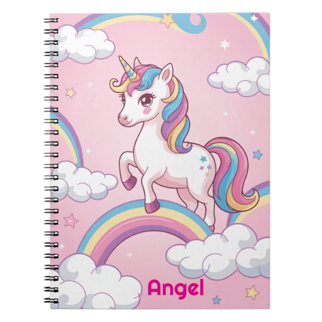 Personlig Unicorn-anteckningsbok - Magic Rainbow J Anteckningsbok (Framsidan)