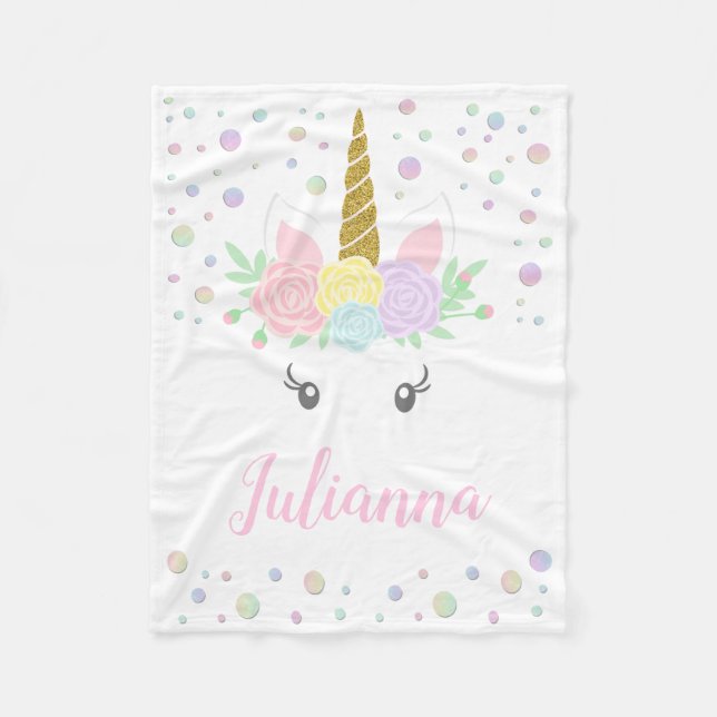 Personlig Unicorn Baby Blanket Fleecefilt (Framsidan)