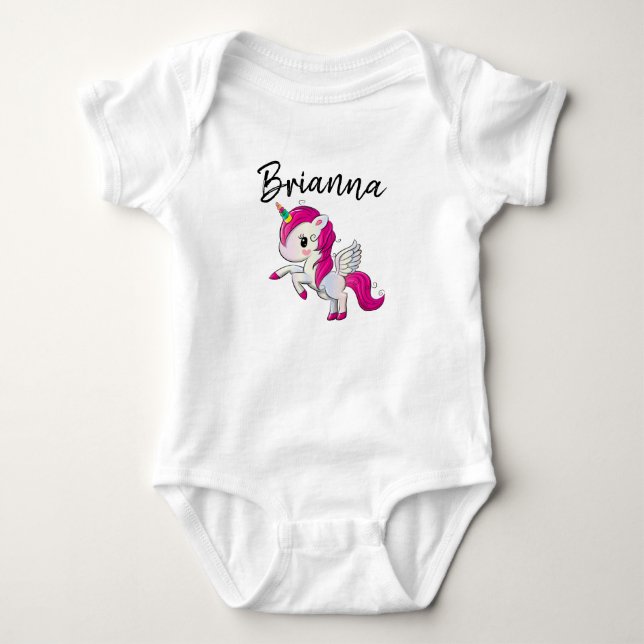 Personlig Unicorn-Babydräkt T Shirt (Framsida)