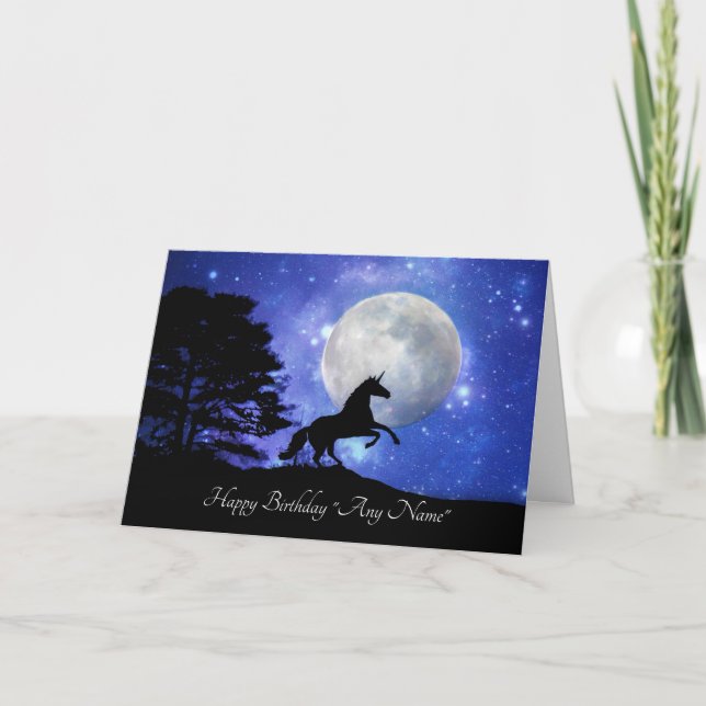 Personlig Unicorn Birday Card med valfri Namn Kort (Framsida)